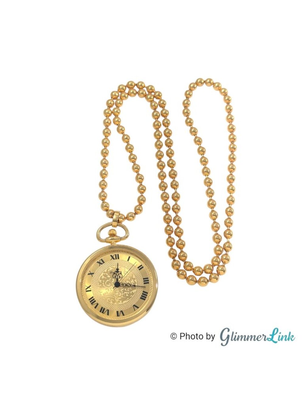 Vintage Le Baron Pendant Watch Necklace Gold Tone Roman Numeral 27 Inch